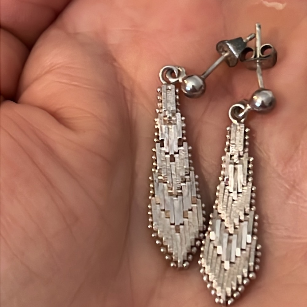 Vintage Sterling Silver 925 graduated dangle earrings